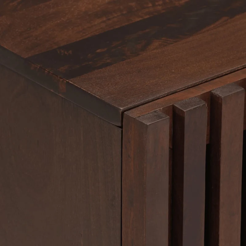 Lot de 2 tables de chevet avec compartiment avec porte 40 x 34 x 46 cm bois de manguier marron et acier DEC034794