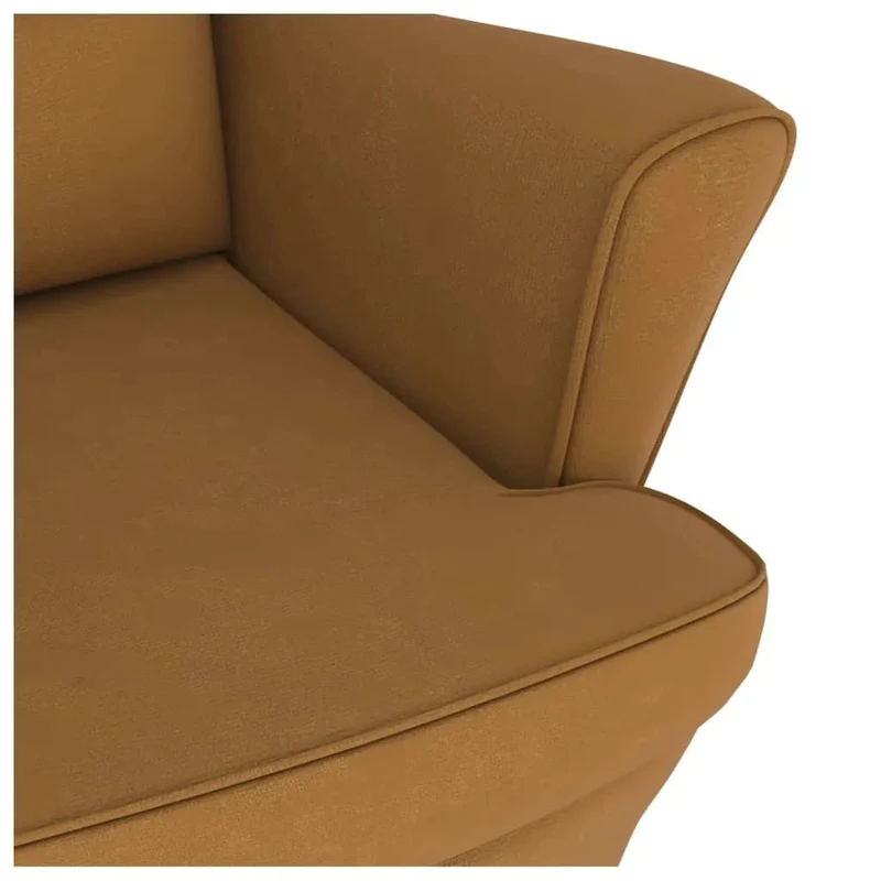 Fauteuil à bascule avec repose-pieds rembourré relax pour salon avec pieds en bois siège velours marron DEC028762