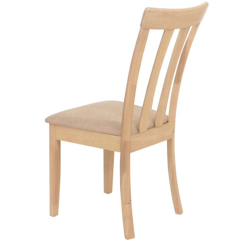 Lot de 6 chaises de salle à manger dossier haut assise rembourrée et protections de sol tissu beige et bois massif 04_0009066