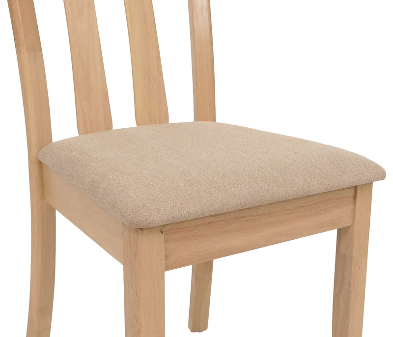 Lot de 6 chaises de salle à manger dossier haut assise rembourrée et protections de sol tissu beige et bois massif 04_0009066