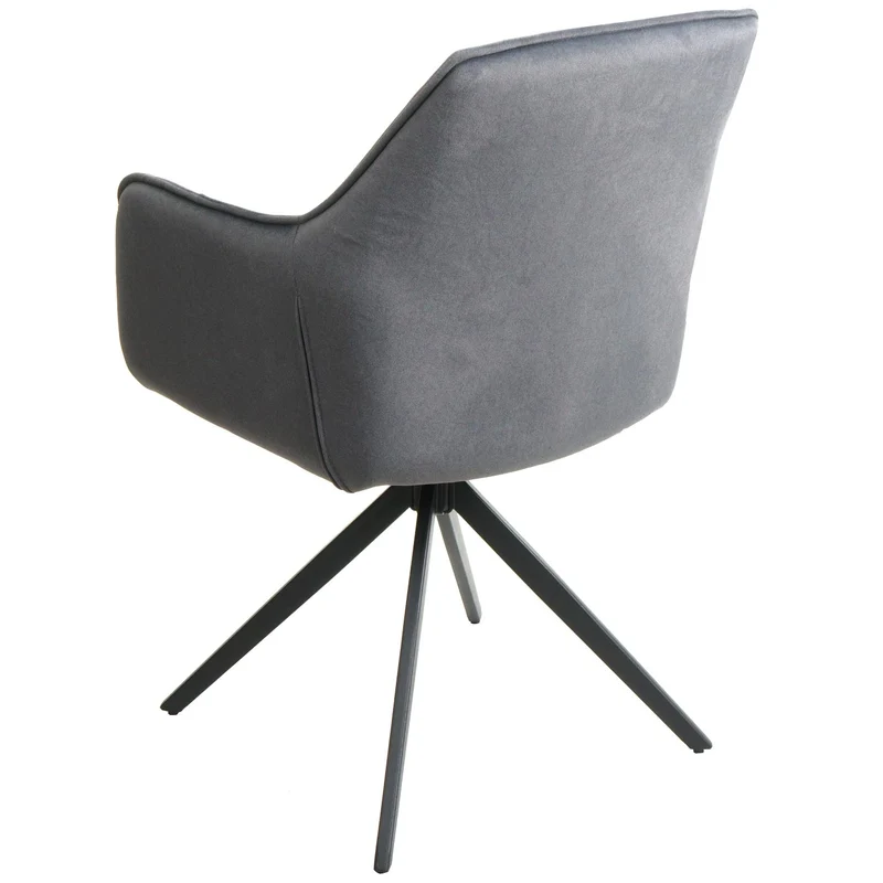 Lot de 6 chaises de salle à manger pivotantes à 180° avec retour automatique et accoudoirs en tissu anthracite et acier 04_0007748