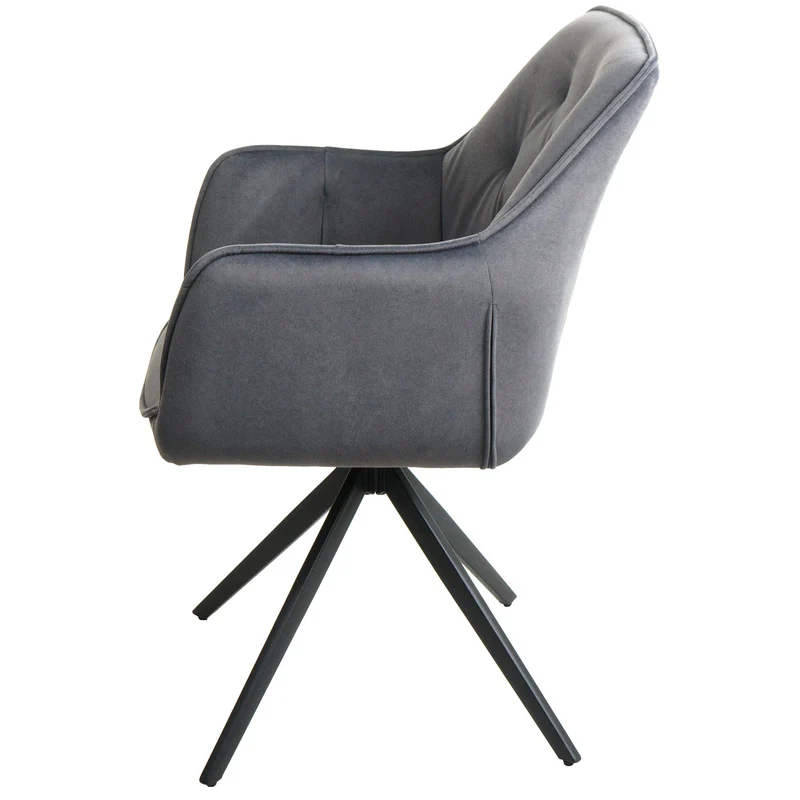 Lot de 6 chaises de salle à manger pivotantes à 180° avec retour automatique et accoudoirs en tissu anthracite et acier 04_0007748