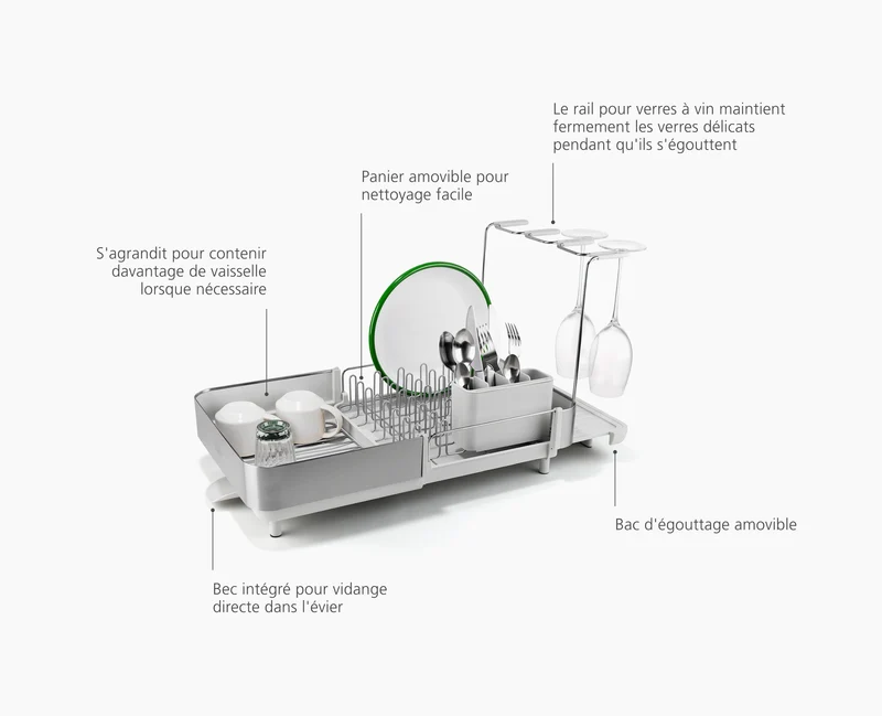 Égouttoir à Vaisselle et à Verres à Vin Pierre Extend™ Steel Plus