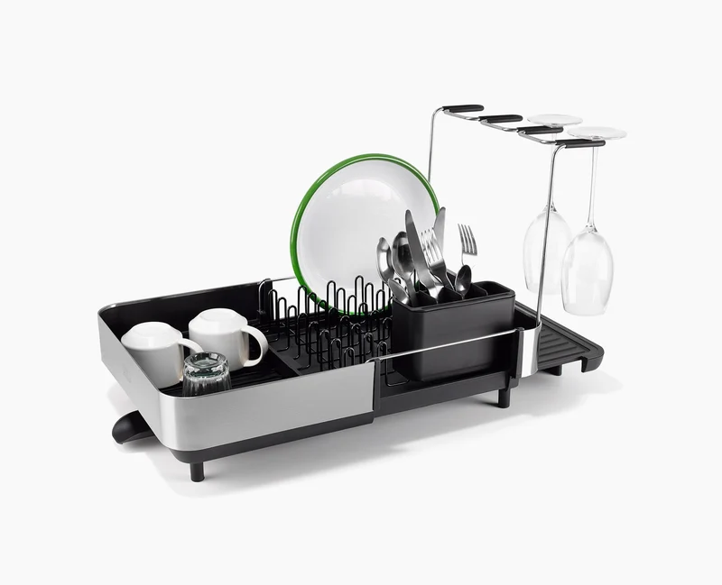 Égouttoir à Vaisselle et à Verres à Vin Noir Extend™ Steel Plus