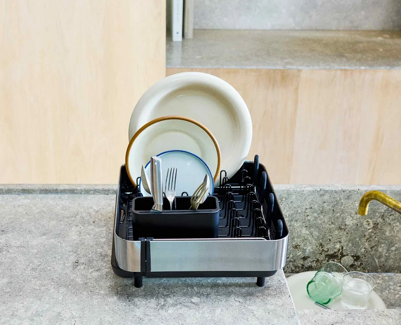 Égouttoir à Vaisselle et à Verres à Vin Noir Extend™ Steel Plus