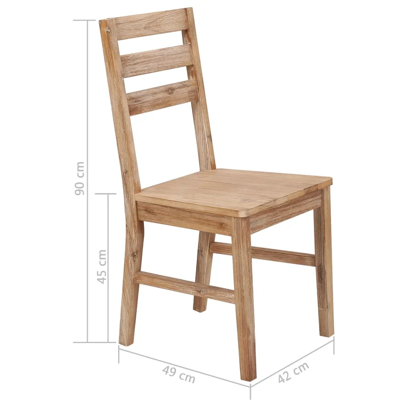 Lot de 2 chaises de salle à manger cuisine design classique bois d'acacia massif CDS020274
