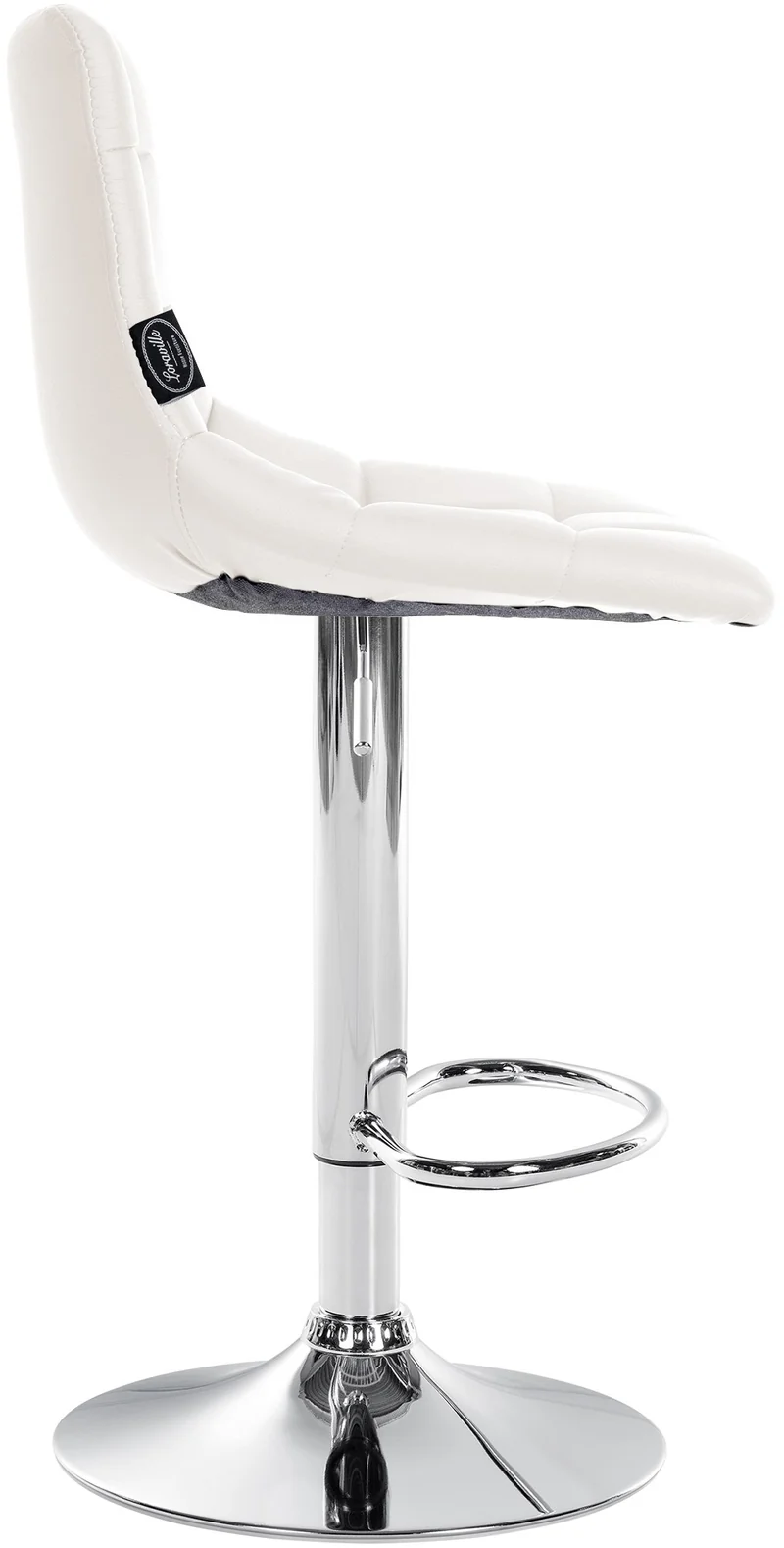 Lot de 2 tabourets de bar en synthétique blanc base métal chromé réglable en hauteur et repose-pieds TDB10642