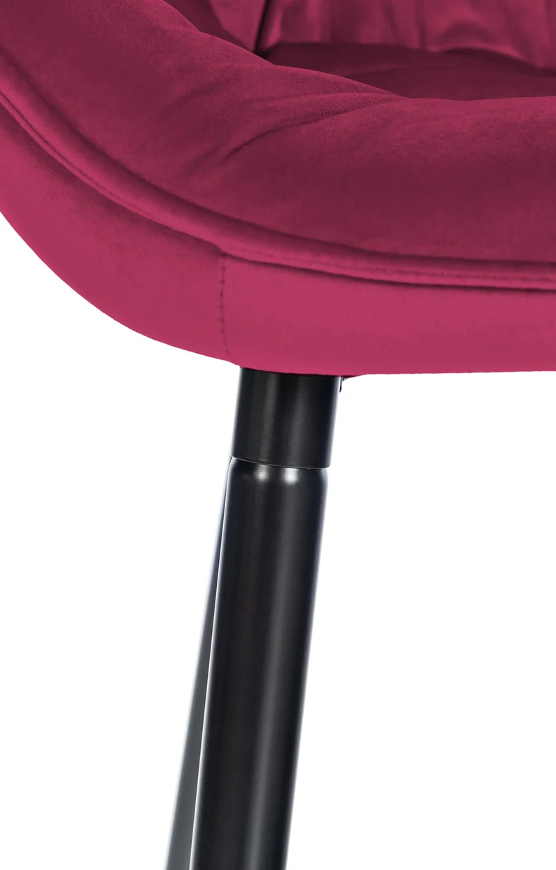 Tabouret de bar chaise haute x1 assise effet capitonnée en velours bordeaux et métal noir 10_0004887