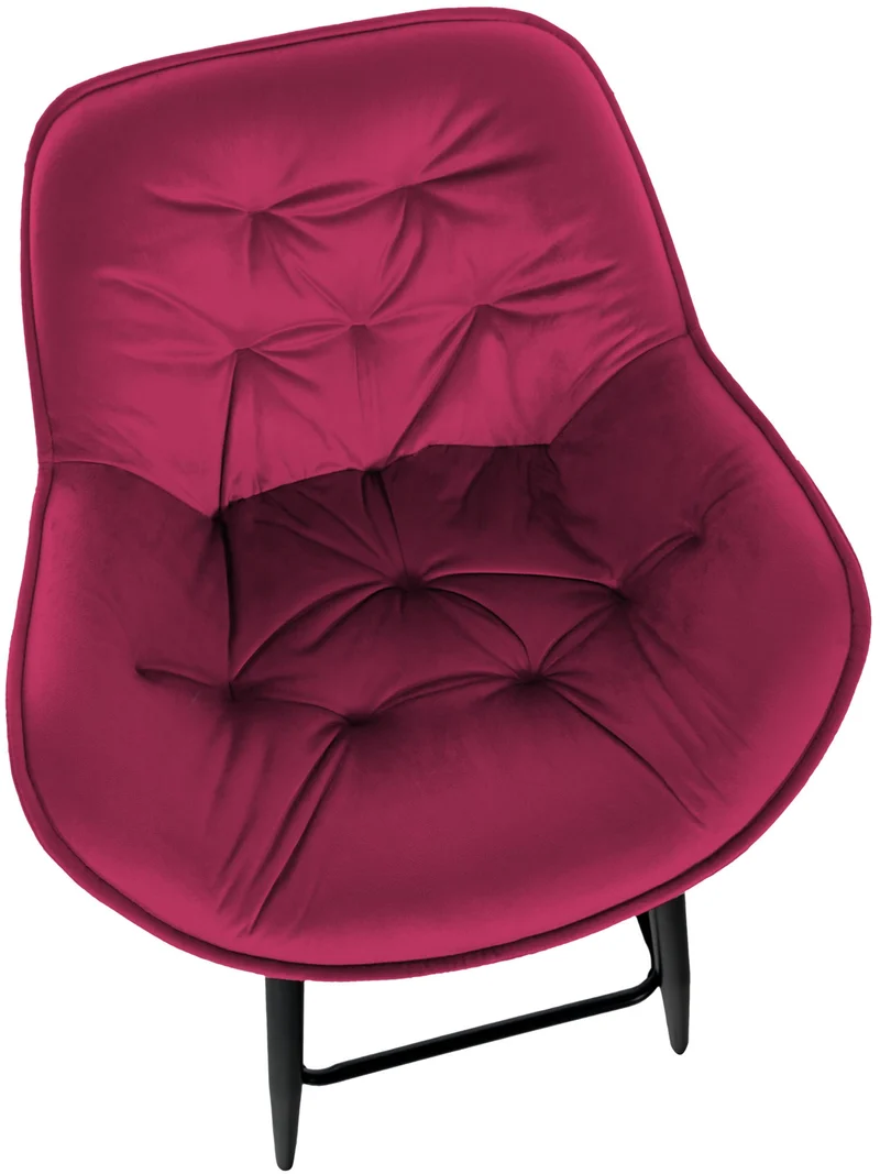 Tabouret de bar chaise haute x1 assise effet capitonnée en velours bordeaux et métal noir 10_0004887