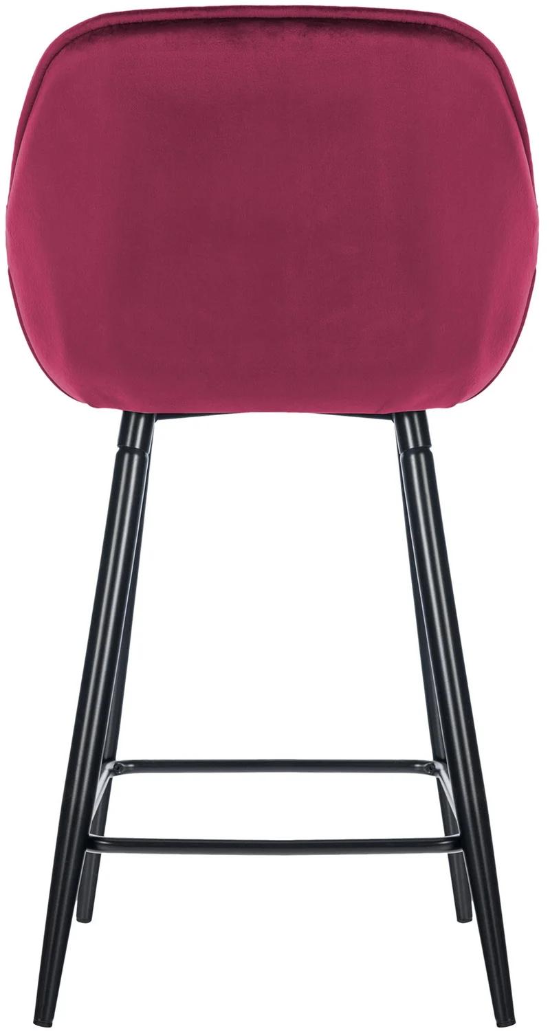 Tabouret de bar chaise haute x1 assise effet capitonnée en velours bordeaux et métal noir 10_0004887
