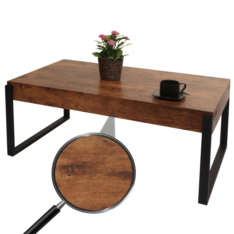 Table basse hwc-l53 table de salon table d'appoint table de canapé métal 43 x 110 x 64 cm chêne sauvage foncé 04_0008438