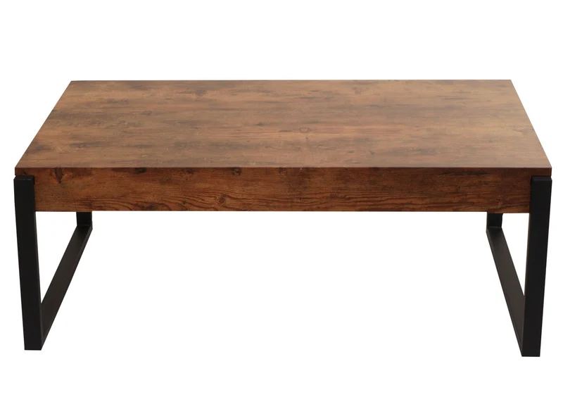 Table basse hwc-l53 table de salon table d'appoint table de canapé métal 43 x 110 x 64 cm chêne sauvage foncé 04_0008438