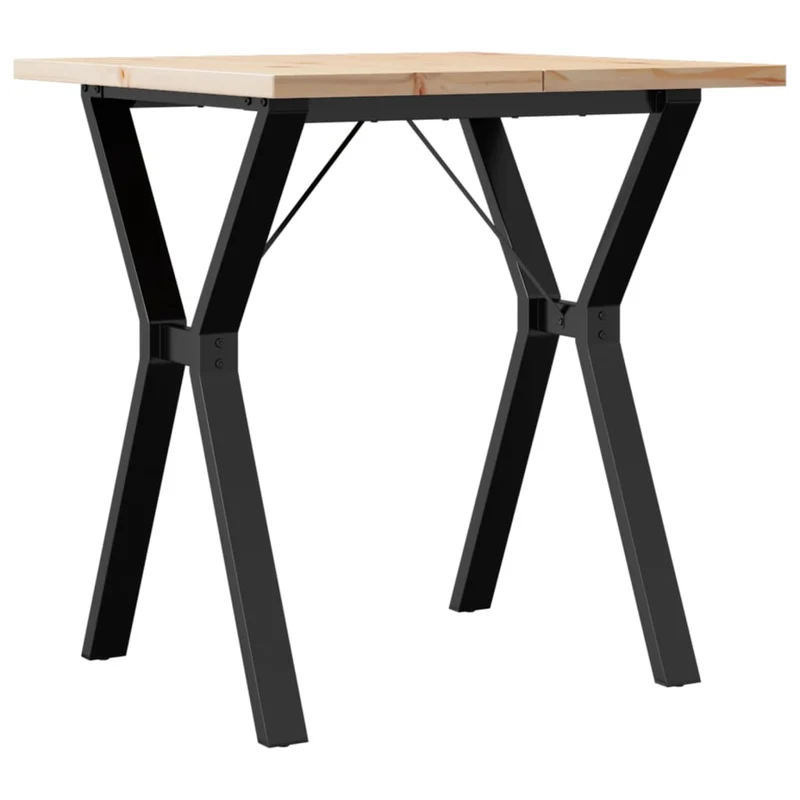 Table de salle à manger cuisine design industriel 70 x 70 x 75,5cm bois de pin massif et acier DEC036837