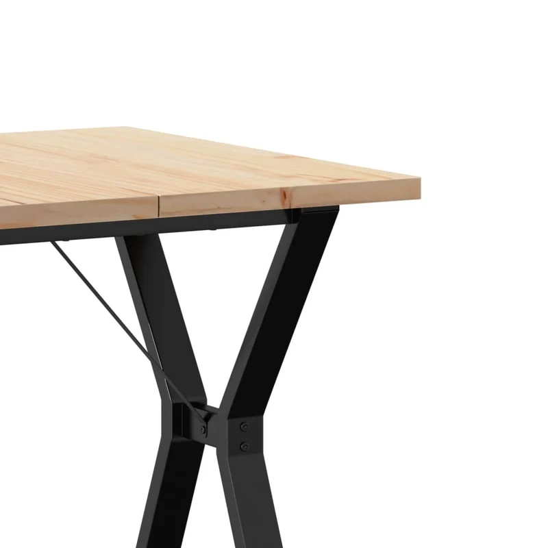 Table de salle à manger cuisine design industriel 70 x 70 x 75,5cm bois de pin massif et acier DEC036837