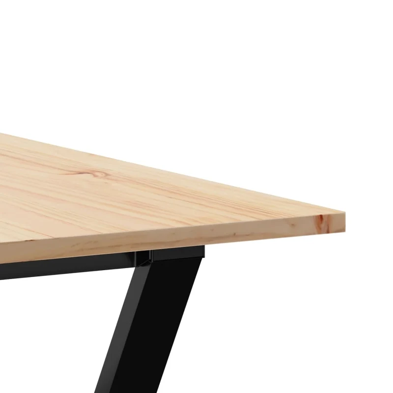 Table de salle à manger design industriel 180 x 90 x 75 cm bois de pin massif et acier DEC036828