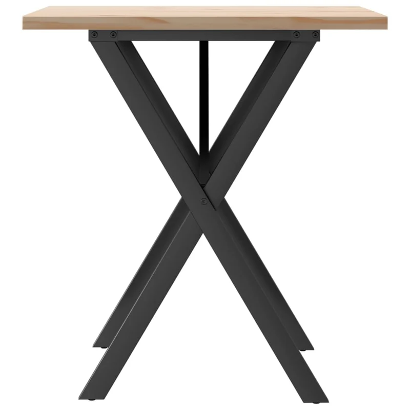 Table de salle à manger design industriel 70 x 70 x 75,5cm bois de pin massif et acier DEC036815