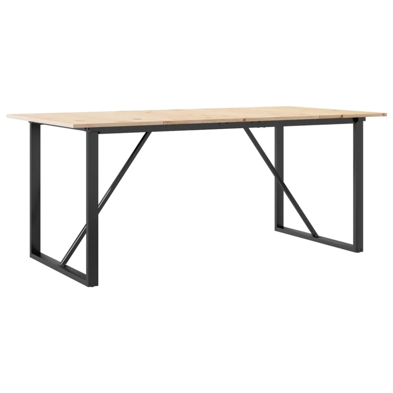 Table de salle à manger design industriel 180 x 90 x 75 cm bois de pin massif et acier DEC036786
