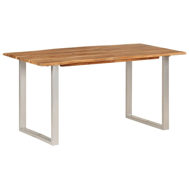 Table de salle à manger design industriel moderne 154 x 80 x 76 cm bois d'acacia et acier DEC036610
