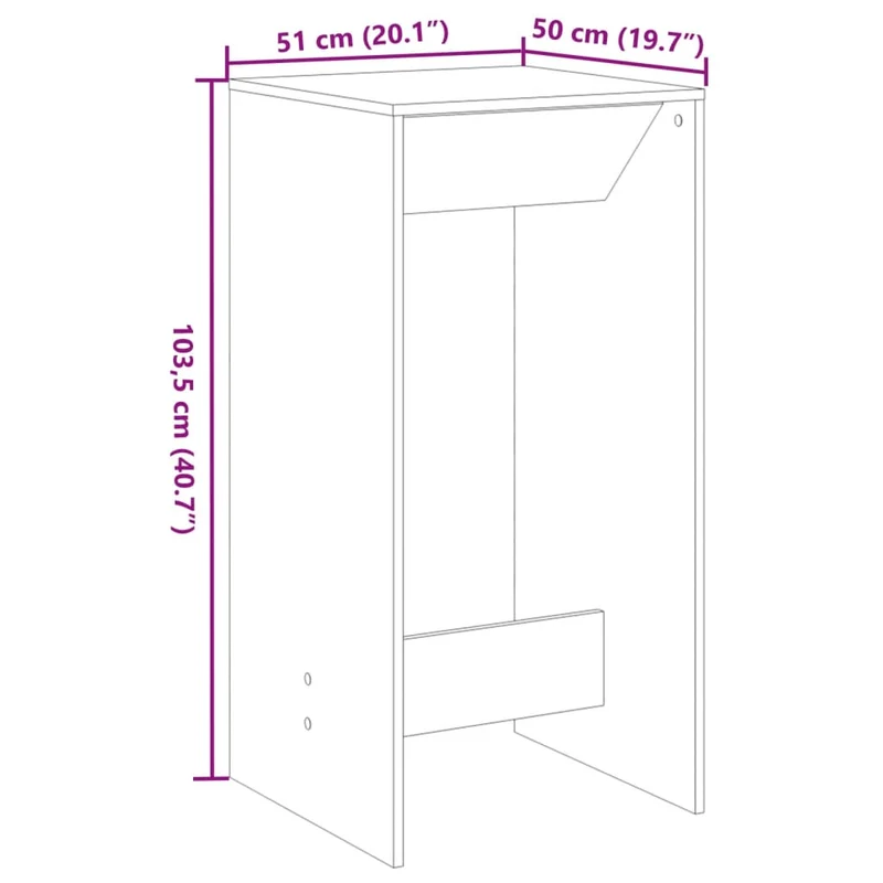 Table d’appoint multifonction 51 x 50 x 103,5 cm bois d'ingénierie marron DEC036506