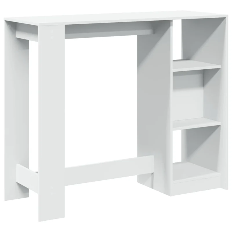 Table d’appoint multifonction table de bar avec étagère 124 x 46 x 103,5 cm bois d'ingénierie blanc DEC036449