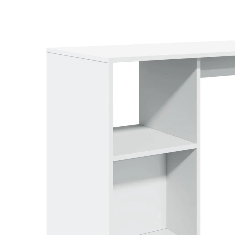 Table d’appoint multifonction table de bar avec étagère 124 x 46 x 103,5 cm bois d'ingénierie blanc DEC036449