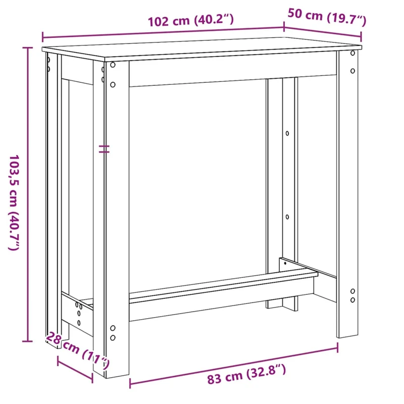 Table d’appoint multifonction 102 x 50 x 103,5 cm bois d'ingénierie blanc DEC036403