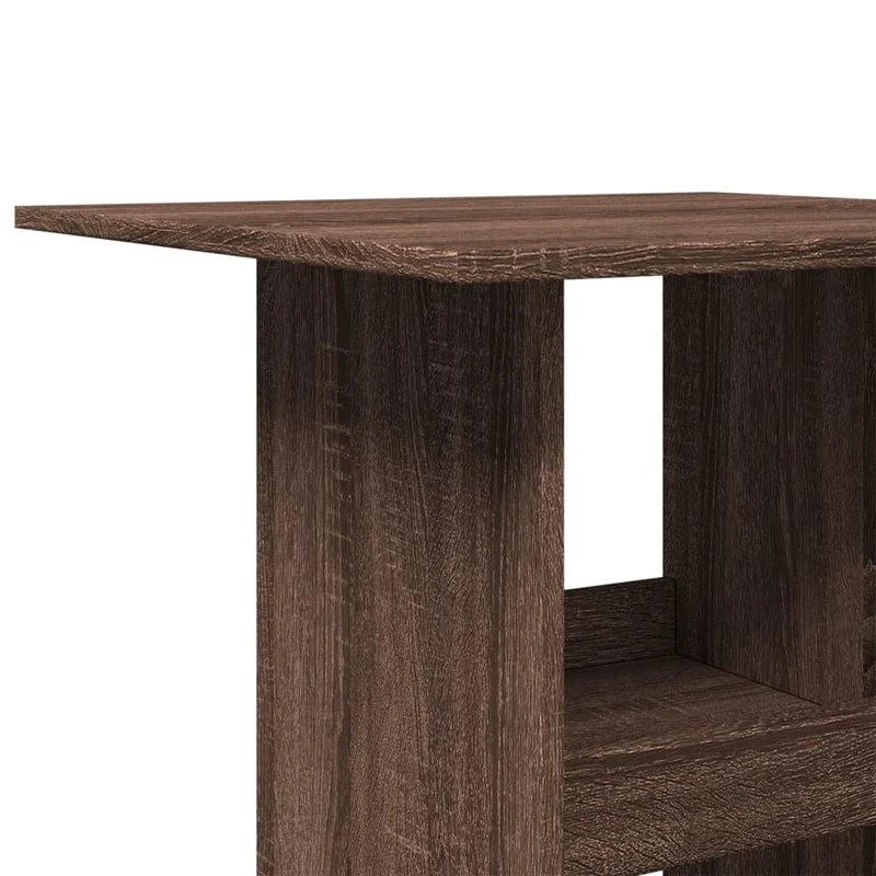 Table d’appoint multifonction avec étagère de rangement en bois d’ingénierie marron DEC036328