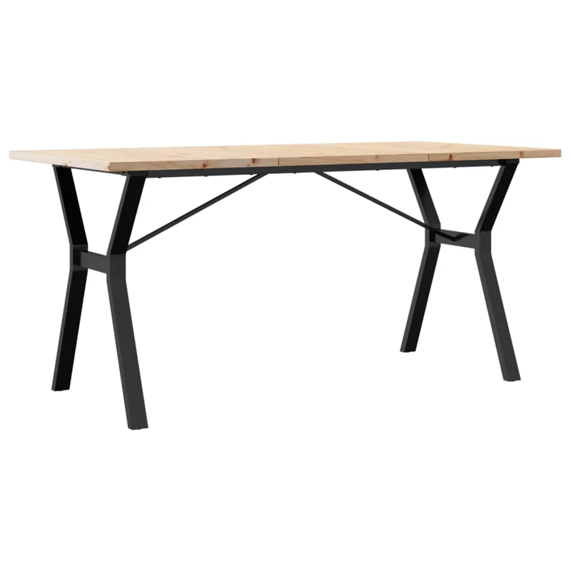 Table de salle à manger design industriel 160 x 80 x 75,5 cm bois pin massif et acier DEC036827