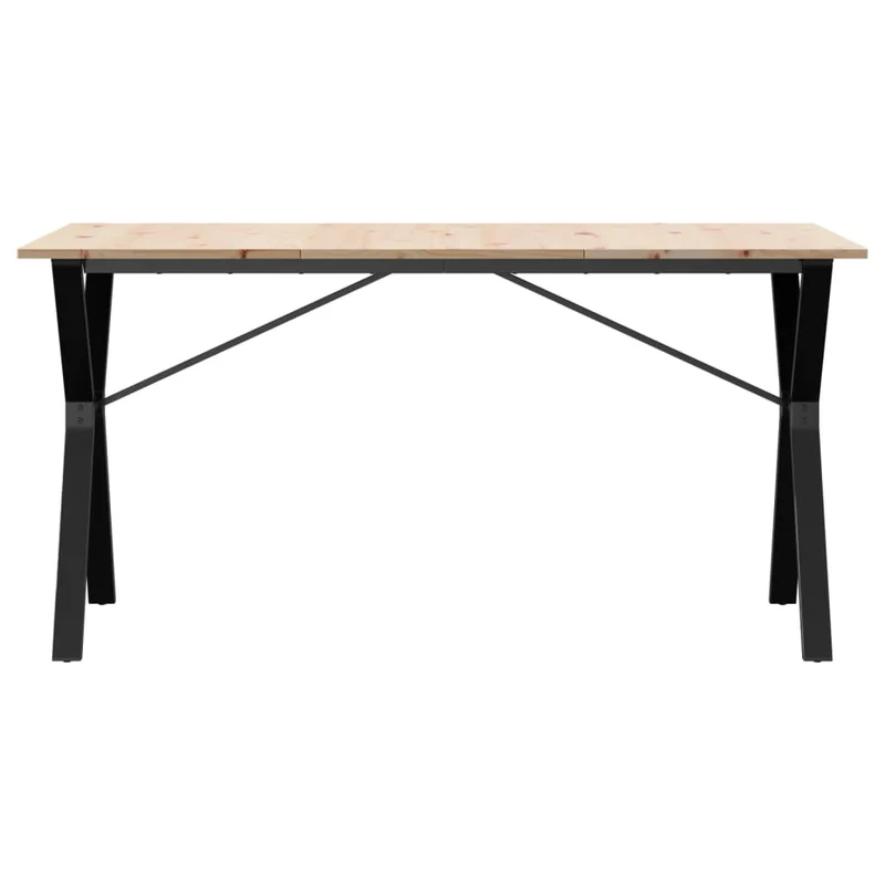 Table de salle à manger design industriel 160 x 80 x 75 cm bois de pin massif et acier DEC036826