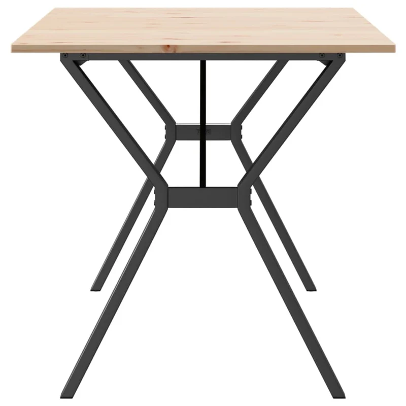 Table de salle à manger design industriel 160 x 80 x 75 cm bois de pin massif et acier DEC036826