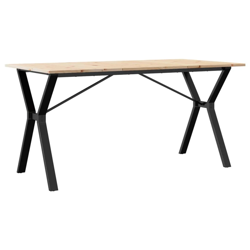Table de salle à manger design industriel 160 x 80 x 75 cm bois de pin massif et acier DEC036826