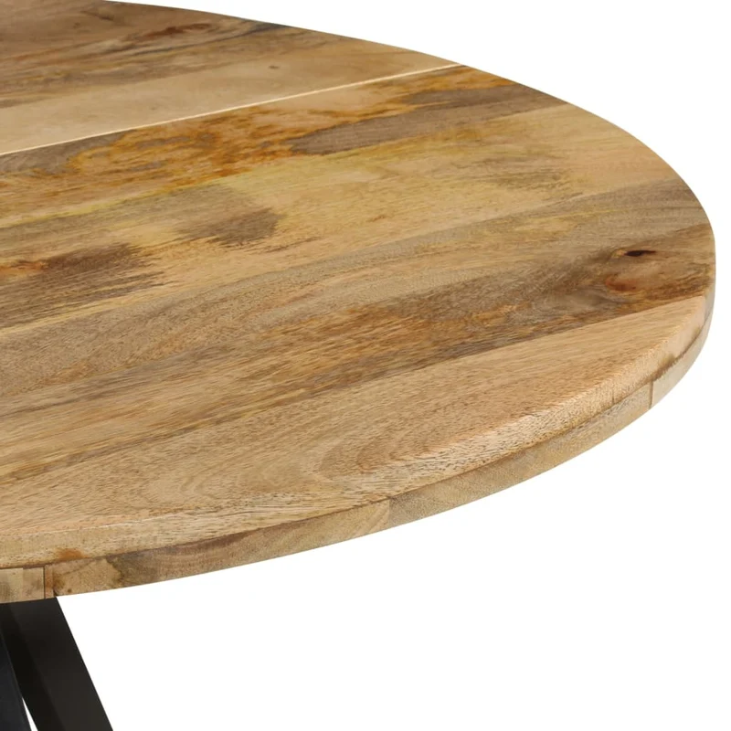 Table de salle à manger design industriel moderne 110 x 75 cm bois de manguier massif et fer DEC036653