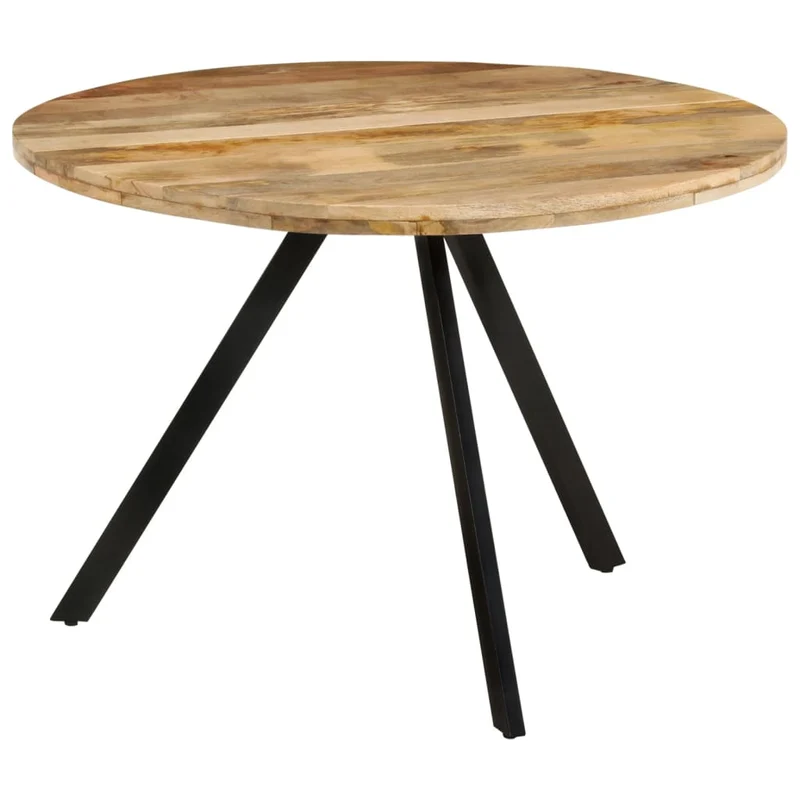 Table de salle à manger design industriel moderne 110 x 75 cm bois de manguier massif et fer DEC036653