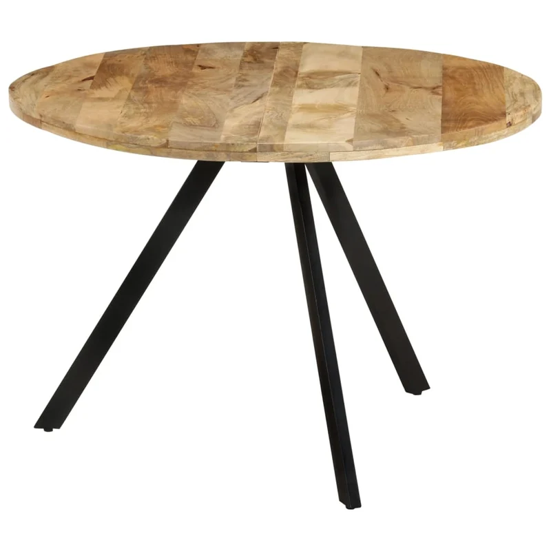 Table de salle à manger design industriel moderne 110 x 75 cm bois de manguier massif et fer DEC036653