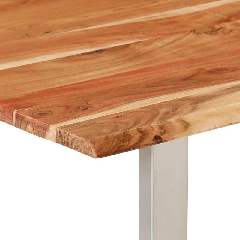 Table de salle à manger design industriel 140 x 70 x 76 cm bois d'acacia et acier DEC036602