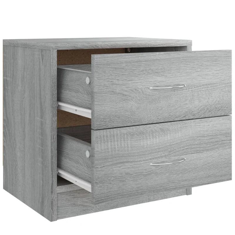 Table de chevet avec deux tiroirs 40 x 30 x 40 cm bois d'ingénierie gris DEC034601