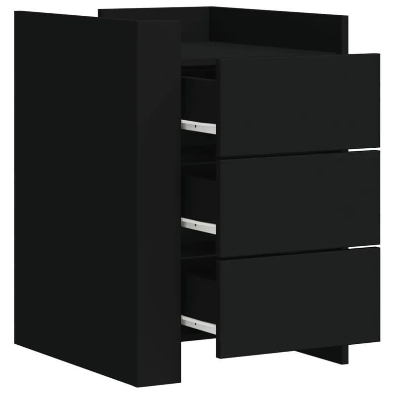 Table de chevet avec 3 tiroirs 45 x 50 x 65 cm bois d’ingénierie noir DEC034494