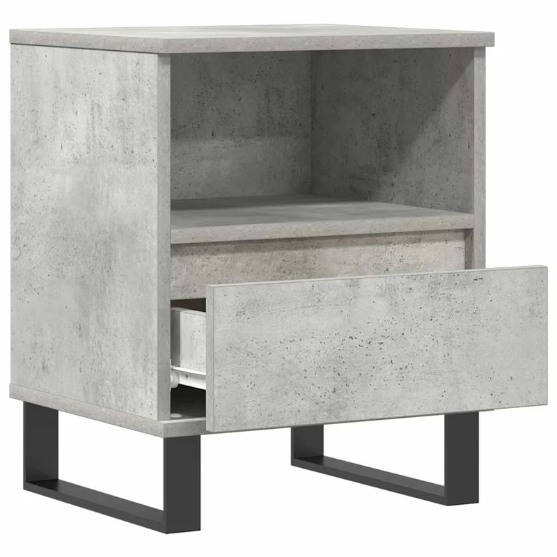 Table de chevet avec tiroir et compartiment ouvert 40 x 35 x 50 cm bois d’ingénierie gris DEC034004