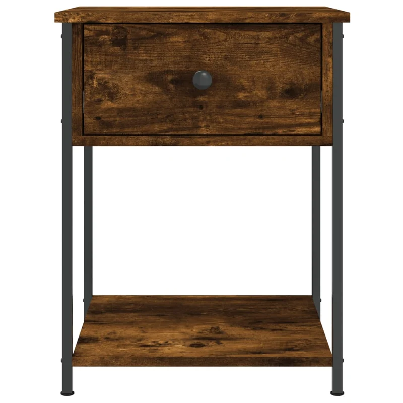 Table de chevet avec tiroir et étagère 44 x 45 x 58 cm bois d'ingénierie marron et fer DEC033650