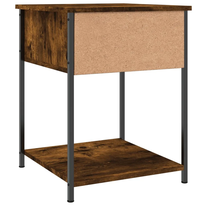 Table de chevet avec tiroir et étagère 44 x 45 x 58 cm bois d'ingénierie marron et fer DEC033650