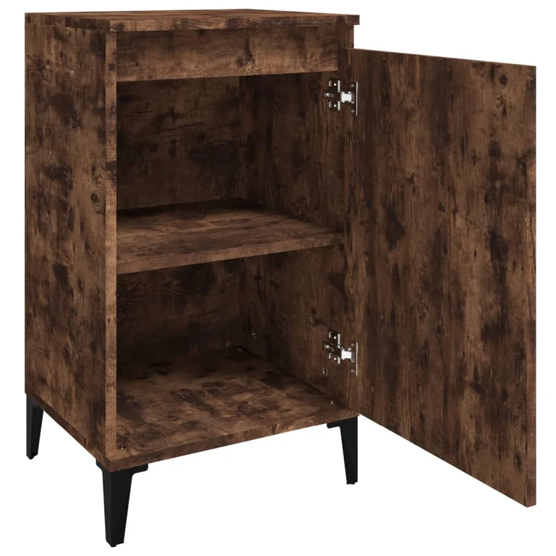 Table de chevet avec compartiments de rangement avec porte 40 x 35 x 70 cm bois d'ingénierie marron et métal DEC033602