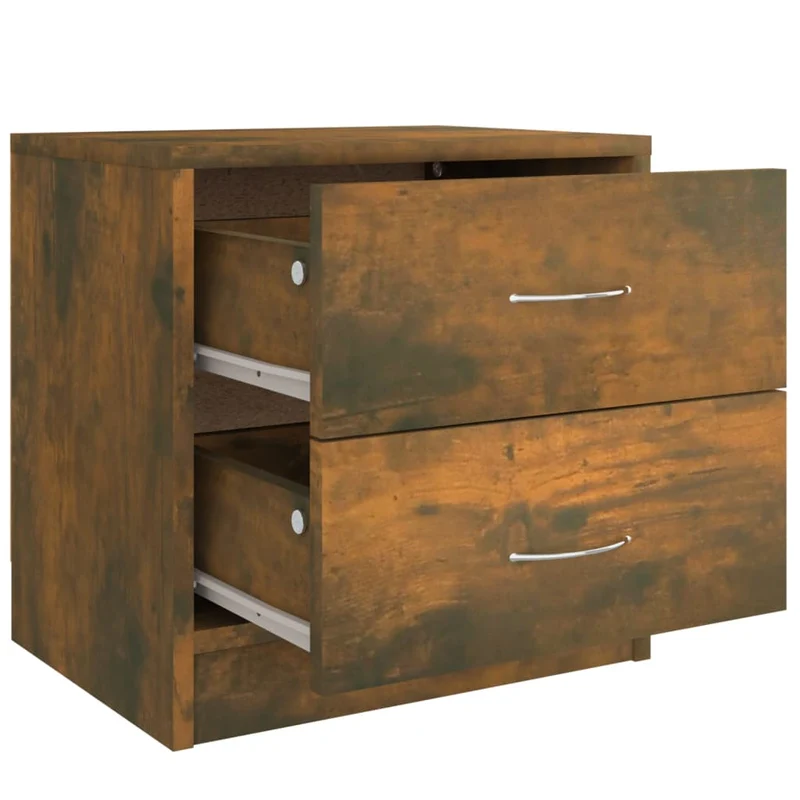 Table de chevet avec deux tiroirs 40 x 30 x 40 cm bois d'ingénierie marron DEC033557