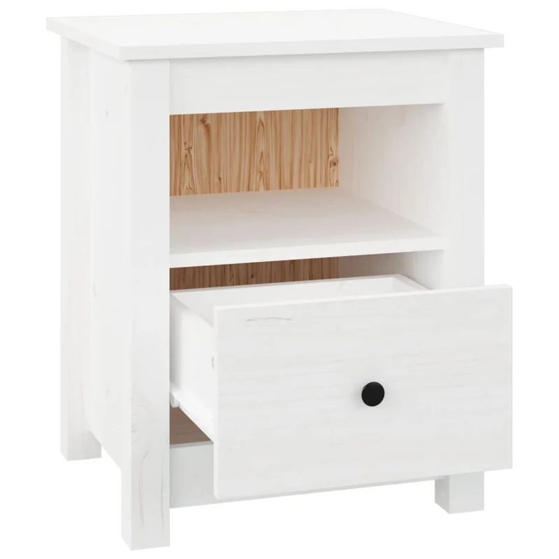 Table de chevet avec tiroir et compartiment 40 x 35 x 49 cm bois de pin blanc DEC033362