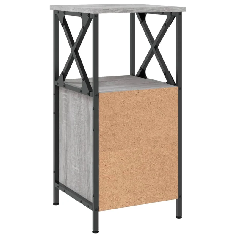 Table de chevet avec tiroirs et étagère 34 x 35,5 x 70 cm bois d'ingénierie gris DEC034588