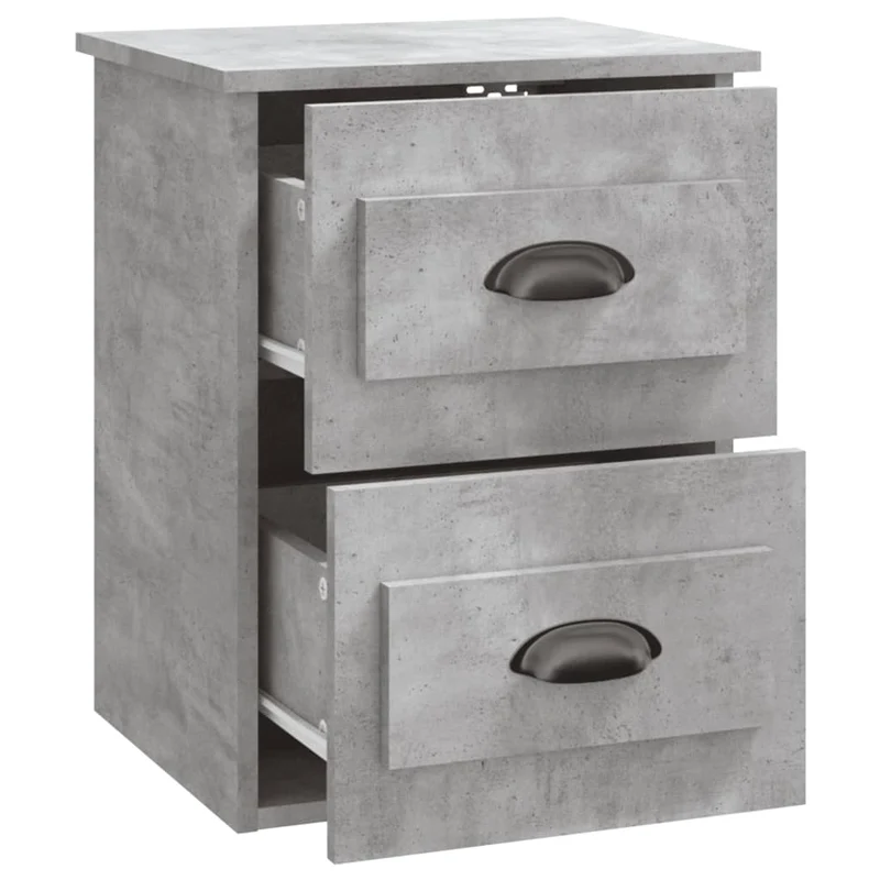 Table de chevet murale avec deux tiroirs 41,5 x 36 x 53 cm bois d'ingénierie gris DEC034298