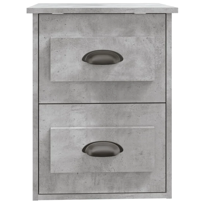 Table de chevet murale avec deux tiroirs 41,5 x 36 x 53 cm bois d'ingénierie gris DEC034298