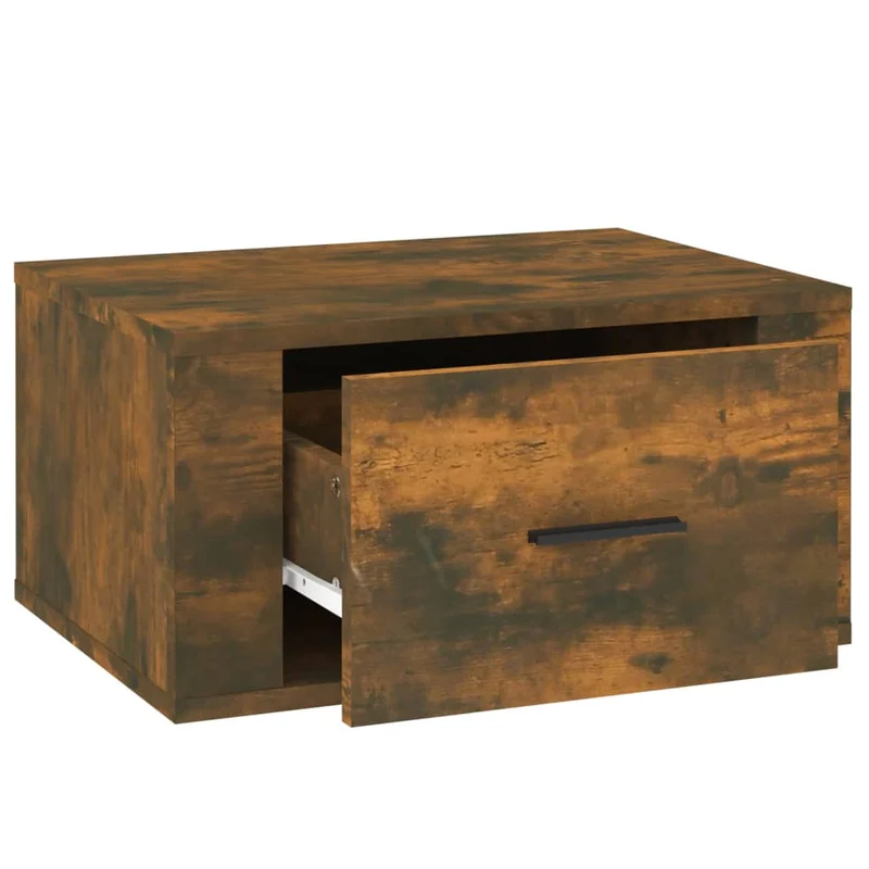 Table de chevet murale avec tiroir 50 x 36 x 25 cm en bois d'ingénierie marron DEC034262