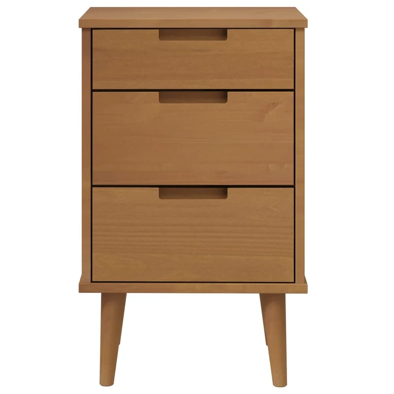 Table de chevet avec 3 tiroirs 40 x 35 x 65 cm bois de pin marron DEC034151