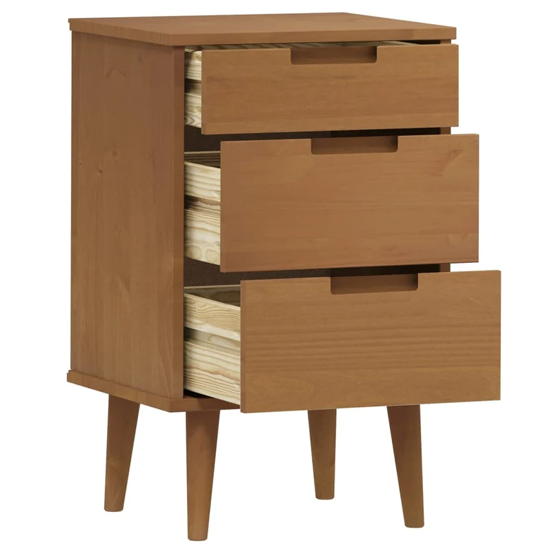Table de chevet avec 3 tiroirs 40 x 35 x 65 cm bois de pin marron DEC034151