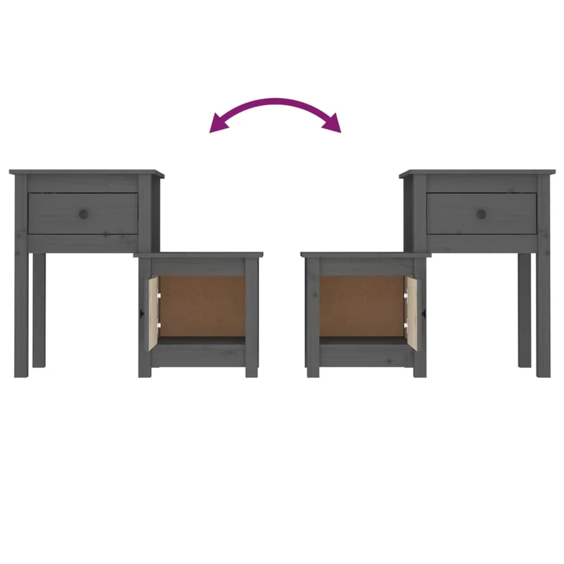 Table de chevet avec tiroir et compartiment avec porte 79,5 x 38 x 65,5 cm bois de pin gris DEC033962